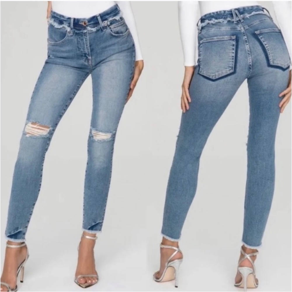 Good American Jeans GOOD LEGS 18 Under Fray raw hem distressed skinny